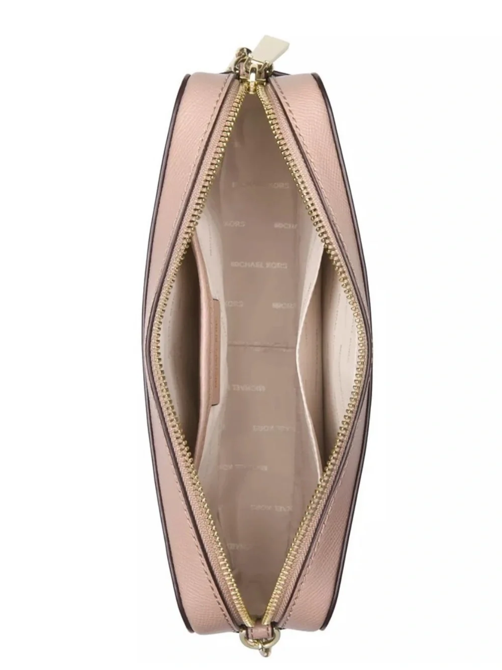 Michael Kors Jet Set Powder Pink Saffiano Crossbody with Gold Chain Detail